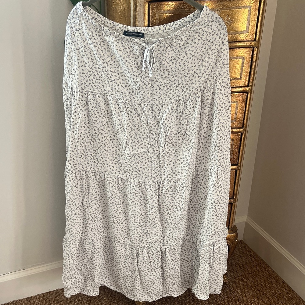 Brandy Melville White Floral Tiered Maxi Skirt